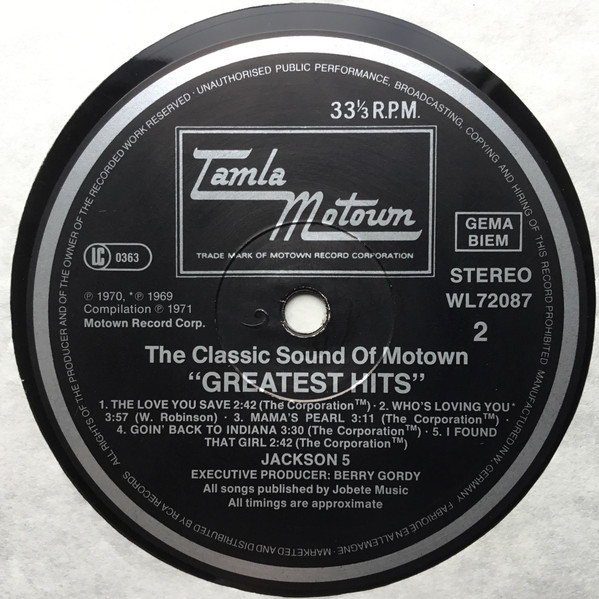 The Jackson 5 - Greatest Hits | Tamla Motown (WL72087) - 4 The Jackson 5 - Greatest Hits | Tamla Motown (WL72087) - 4