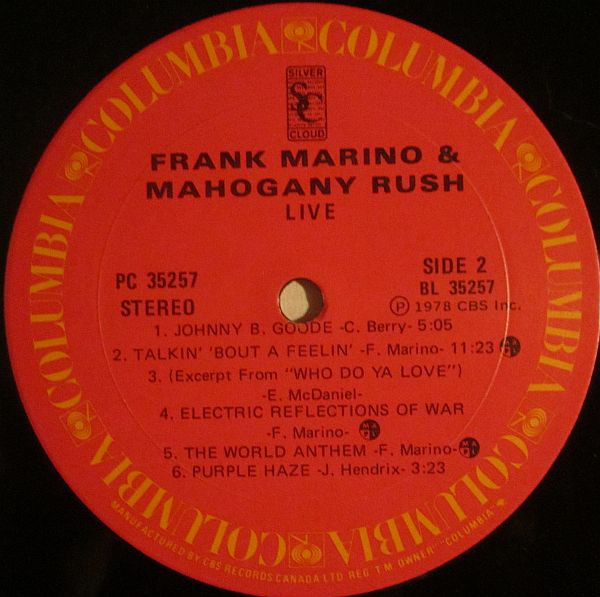 Frank Marino & Mahogany Rush - Live | Columbia (PC 35257) - 4 Frank Marino & Mahogany Rush - Live | Columbia (PC 35257) - 4