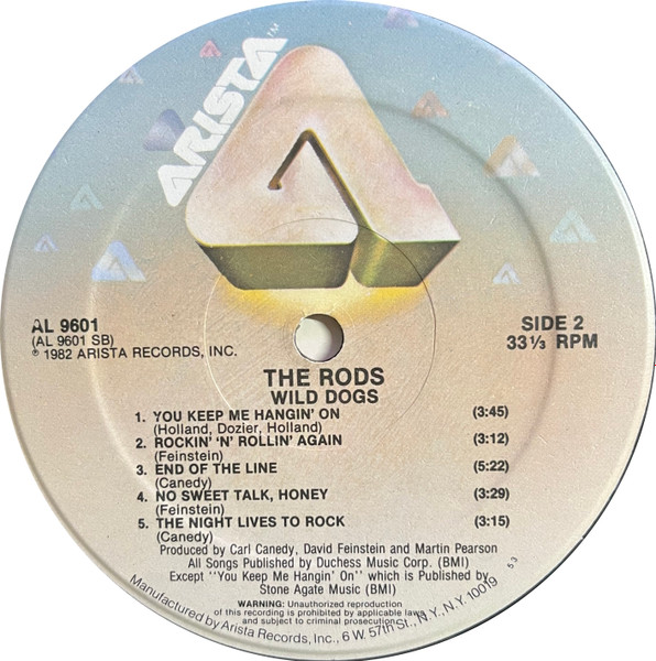 The Rods - Wild Dogs | Arista (AL 9601) - 4 The Rods - Wild Dogs | Arista (AL 9601) - 4