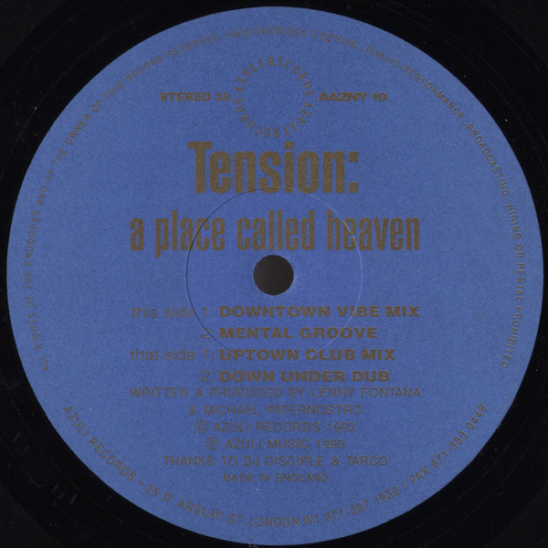 Tension - A Place Called Heaven | Azuli Records (AAZNY 19) - 2