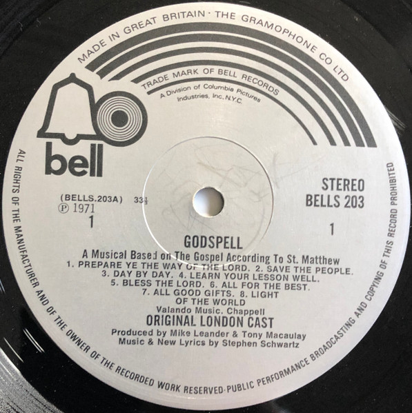 "Godspell" Original London Cast - Godspell [Vinyl] | Bell Records (BELLS 203) - 3