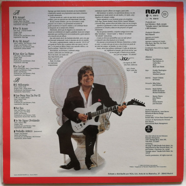 José Feliciano - Te Amaré | RCA (PL 85610) - 2 José Feliciano - Te Amaré | RCA (PL 85610) - 2