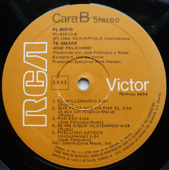 José Feliciano - Te Amaré | RCA (PL 85610) - 4 José Feliciano - Te Amaré | RCA (PL 85610) - 4