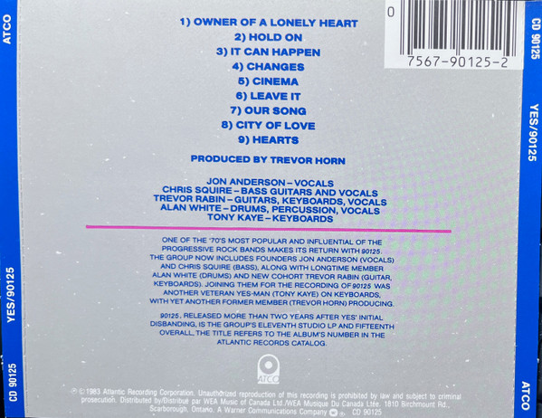 Yes - 90125 | ATCO Records (CD 90125) - 3