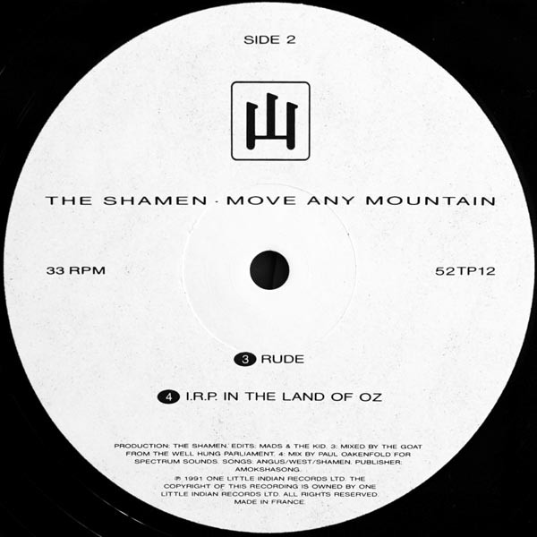 The Shamen - Move Any Mountain (Progen 91) | One Little Indian (52TP12) - 4
