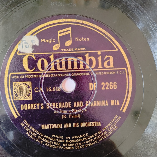 Mantovani And His Orchestra - Donkey's Serenade and Giannina Mia  / Sympathy | Columbia (DF 2266) - 2