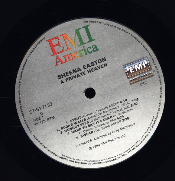 Sheena Easton - A Private Heaven [Vinyl] | EMI America (ST-517132) - 3