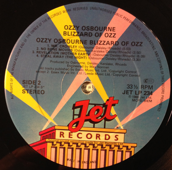 Ozzy Osbourne - Blizzard Of Ozz | Jet Records (JETLP 234) - 4 Ozzy Osbourne - Blizzard Of Ozz | Jet Records (JETLP 234) - 4