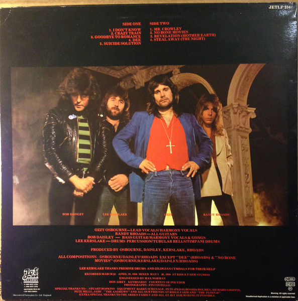 Ozzy Osbourne - Blizzard Of Ozz | Jet Records (JETLP 234) - 2 Ozzy Osbourne - Blizzard Of Ozz | Jet Records (JETLP 234) - 2