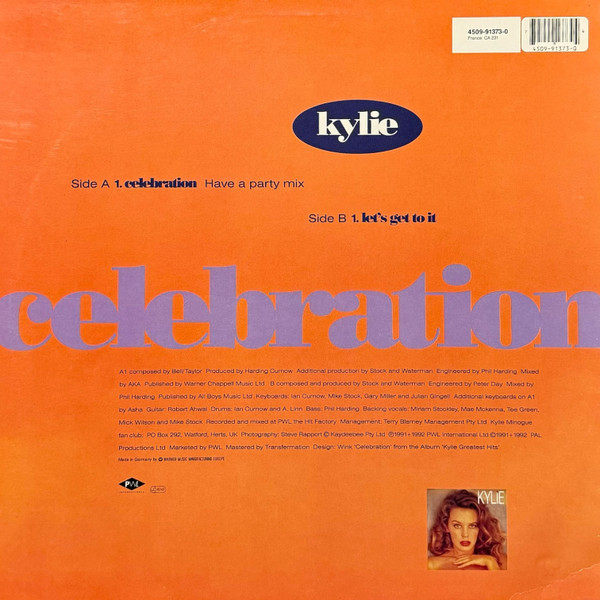Kylie Minogue - Celebration | PWL International (4509-91373-0) - 2