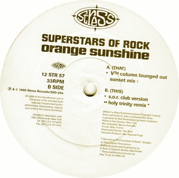 Superstars Of Rock - Orange Sunshine | Stress Records (12 STR 57) - 3