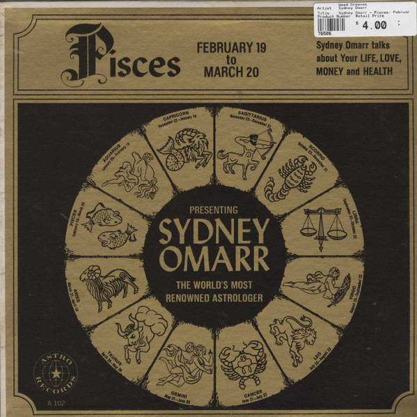 Sydney Omarr - Pisces: February 19 To March 20 | Astro Records (A 102)