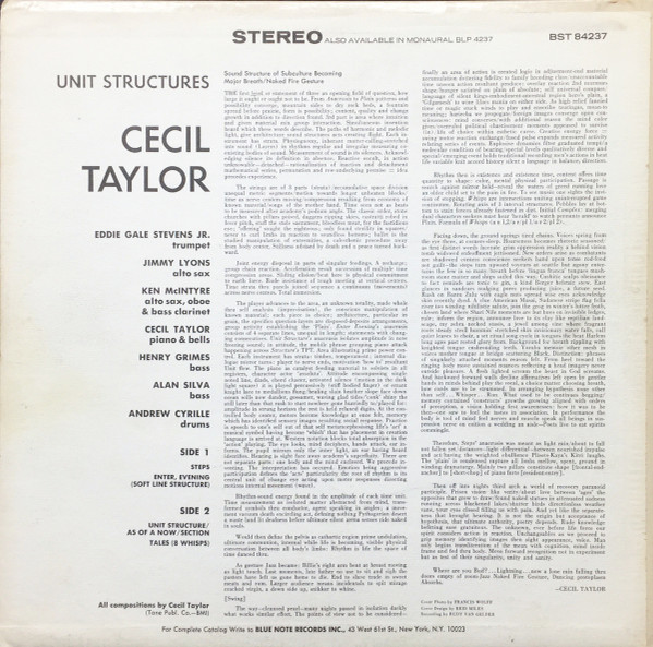 Cecil Taylor - Unit Structures | Blue Note (BST 84237) - 2