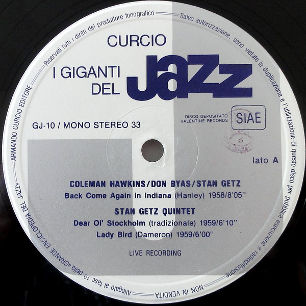 Coleman Hawkins , Stan Getz , Don Byas - I Giganti Del Jazz Vol. 10 | Curcio (GJ-10) - 4 Coleman Hawkins , Stan Getz , Don Byas - I Giganti Del Jazz Vol. 10 | Curcio (GJ-10) - 4