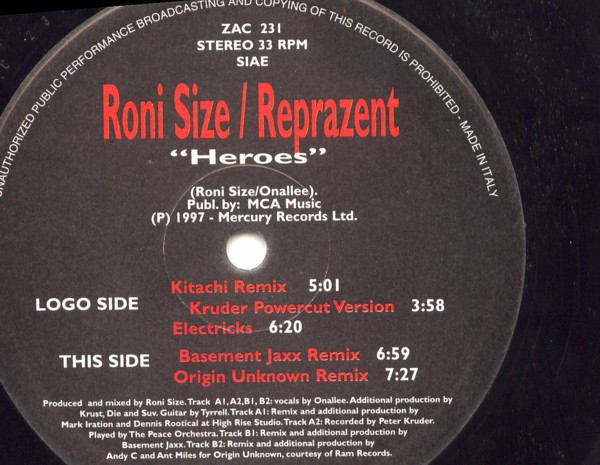 Roni Size / Reprazent - Heroes | Zac Records (ZAC 231) - main Roni Size / Reprazent - Heroes | Zac Records (ZAC 231) - main