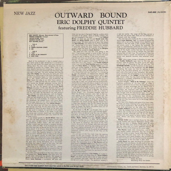 Eric Dolphy Quintet - Outward Bound | Original Jazz Classics (OJC-022) - 2