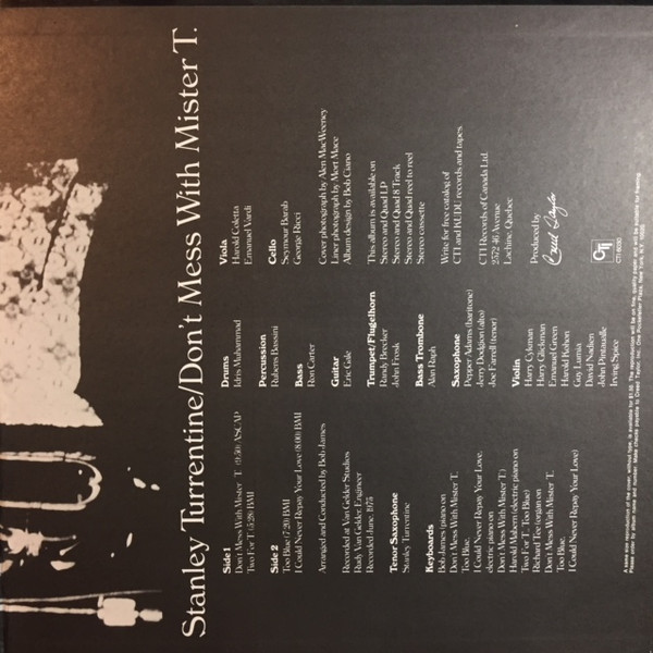 Stanley Turrentine - Don't Mess With Mister T.¢ | CTI Records (CTI 6030) - 4