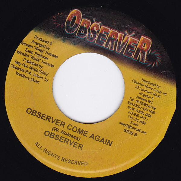 Glen Washington / Niney The Observer - Study War No More / Observer Come Again | Observer (none) - 2