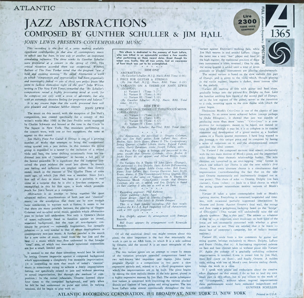 John Lewis - Jazz Abstractions | Atlantic (1365) - 2