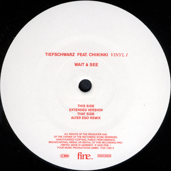 Tiefschwarz Feat. Chikinki - Wait & See (Vinyl I) | Fine. (FOR 1080 6) - 3 Tiefschwarz Feat. Chikinki - Wait & See (Vinyl I) | Fine. (FOR 1080 6) - 3