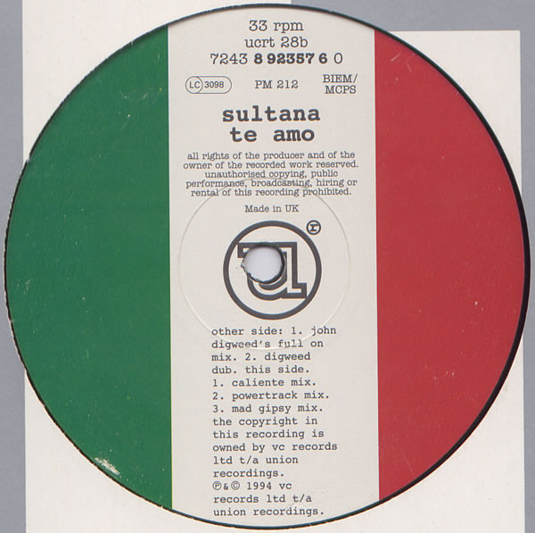 Sultana - Te Amo | Union City Recordings (UCRT 28) - main