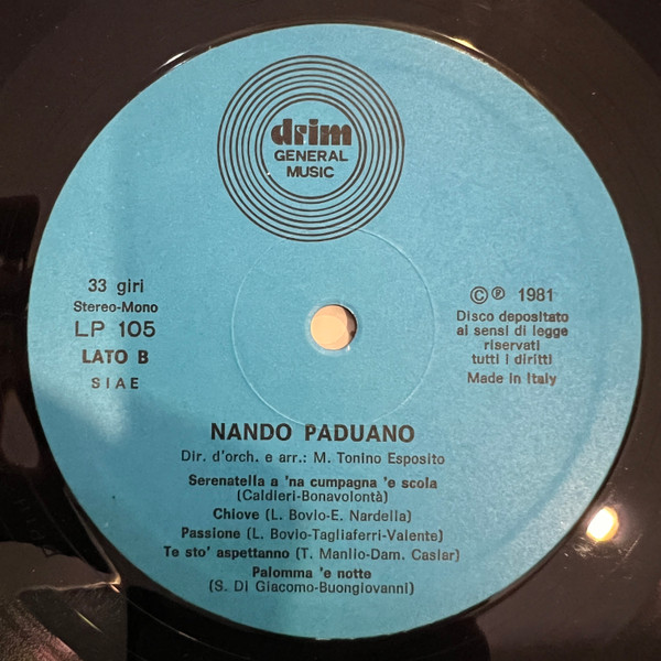 Nando Paduano - Napoli Canzone Mia | Drim General Music (LP 105) - 4