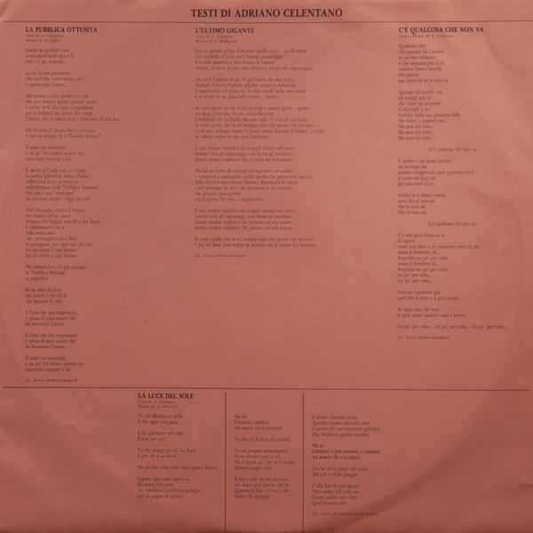 Adriano Celentano - La Pubblica Ottusità | Clan Celentano (CLN 20699) - 3