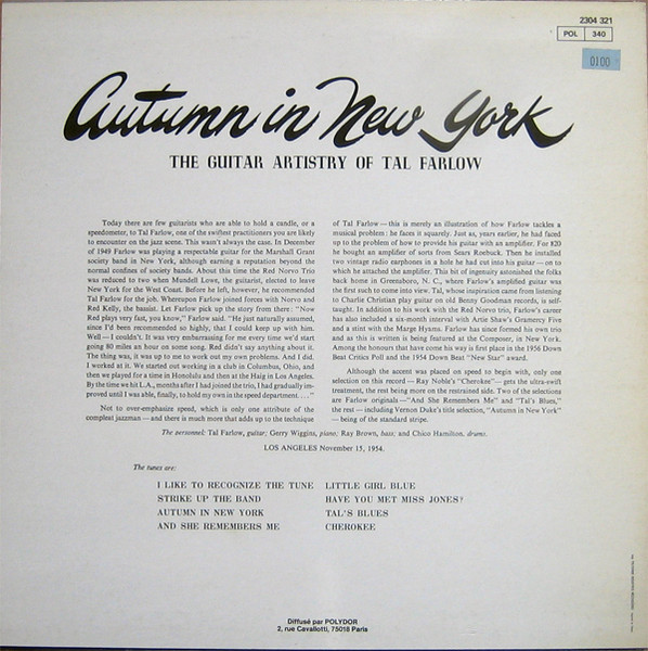 Tal Farlow - Autumn In New York | Verve Records (2304 321) - 2