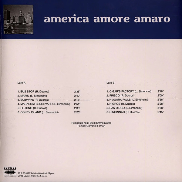 Remigio Ducros , Luciano Simoncini - America Amore Amaro | Sounds From The Screen (SFTS05LP-BLUE) - 3
