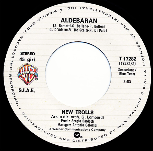 New Trolls - Quella Carezza Della Sera / Aldebaran | Warner Bros. Records (T 17282) - 4