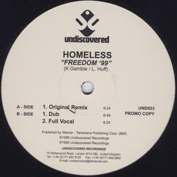 Homeless - Freedom '99 | Undiscovered (UND023)