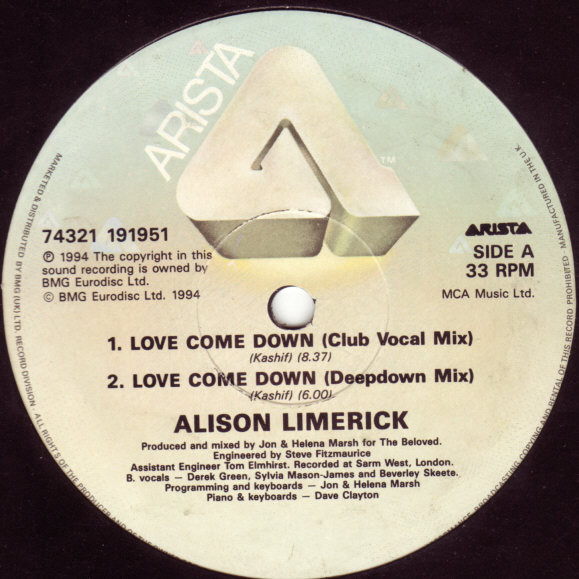 Alison Limerick - Love Come Down | Arista (74321 191951) - 3 Alison Limerick - Love Come Down | Arista (74321 191951) - 3