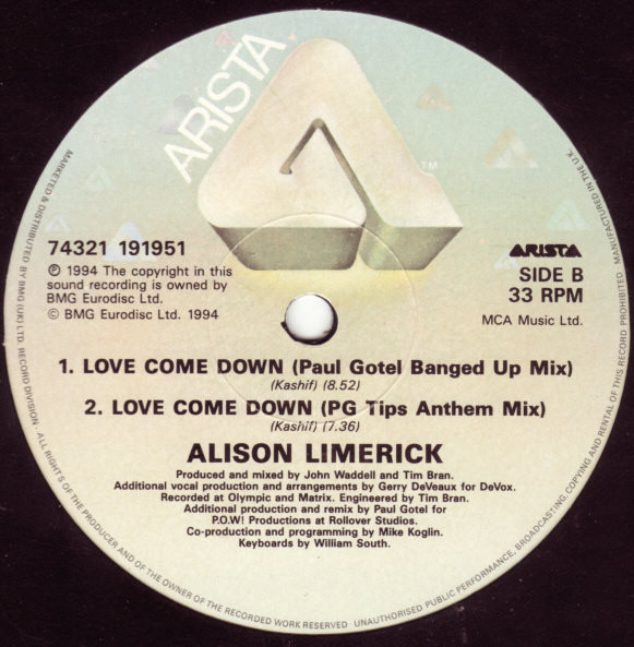 Alison Limerick - Love Come Down | Arista (74321 191951) - 4 Alison Limerick - Love Come Down | Arista (74321 191951) - 4