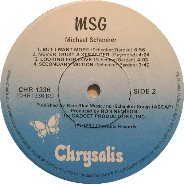 The Michael Schenker Group - MSG | Chrysalis (CHR 1336) - 4