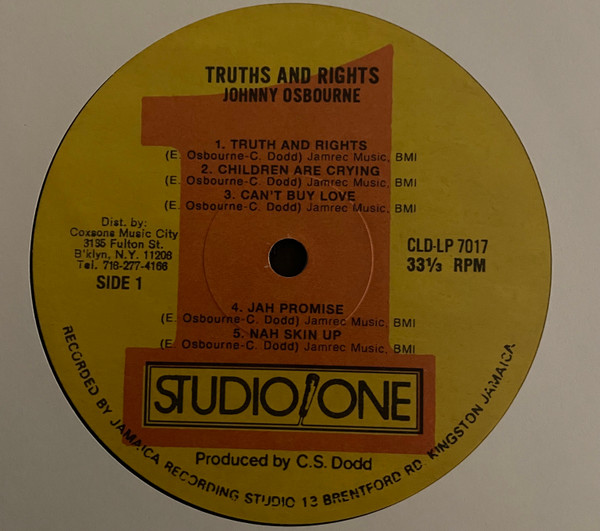 Johnny Osbourne - Truths & Rights | Studio One (CLD LP 7017) - 3