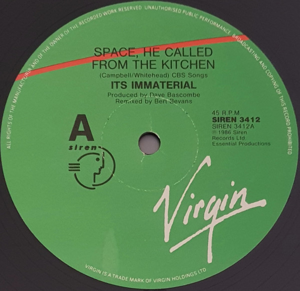 It's Immaterial - Space, He Called From The Kitchen.... | Virgin (SIREN 3412) - 3