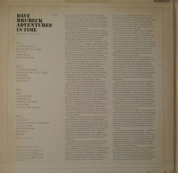 Dave Brubeck - Adventures In Time | Columbia (CG 30625) - 3 Dave Brubeck - Adventures In Time | Columbia (CG 30625) - 3