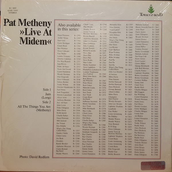 Pat Metheny Featuring Dave Brubeck , William O. Smith , Randy Jones , The Heath Brothers - Live At Midem | Tobacco Road (B/2692) - 2 Pat Metheny Featuring Dave Brubeck , William O. Smith , Randy Jones , The Heath Brothers - Live At Midem | Tobacco Road (B/2692) - 2