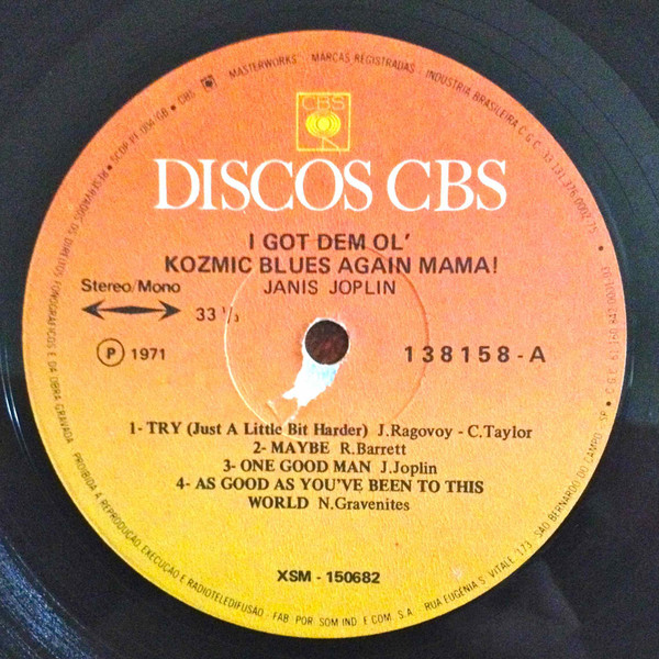 Janis Joplin - I Got Dem Ol' Kozmic Blues Again Mama! | Discos CBS (138158) - 3