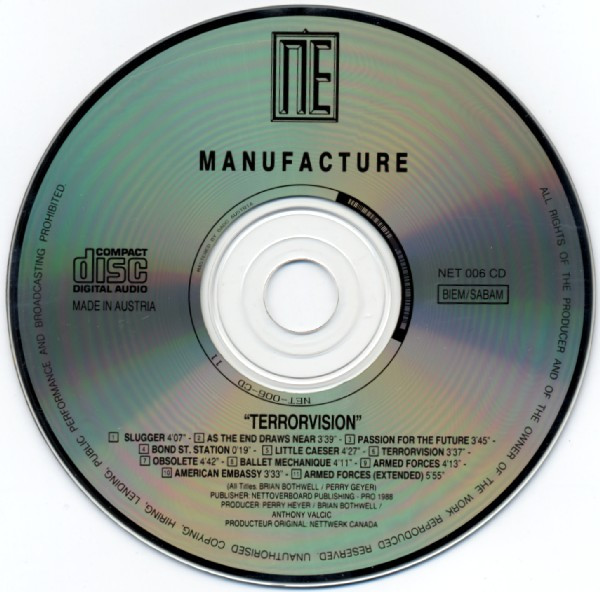 Manufacture - Terrorvision | Nettwerk Europe (NET 006 CD) - 3