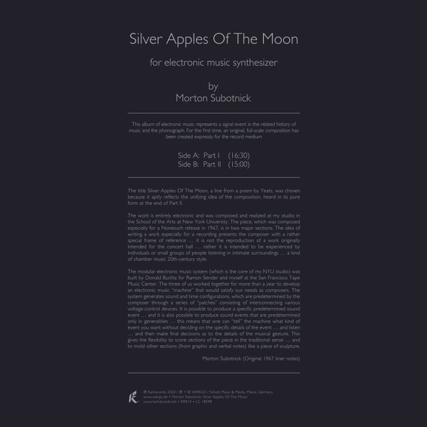 Morton Subotnick - Silver Apples Of The Moon | Karlrecords (KR014) - 2 Morton Subotnick - Silver Apples Of The Moon | Karlrecords (KR014) - 2