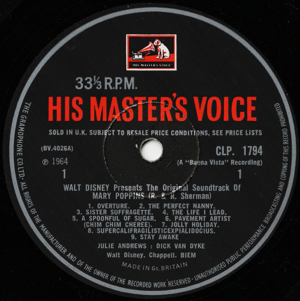 Various - Walt Disney's Mary Poppins: Original Cast Sound Track | His Master's Voice (CLP 1794) - 3