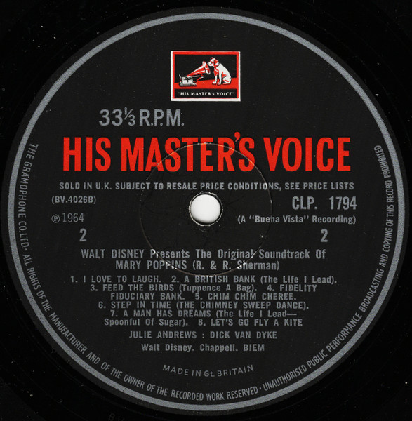 Various - Walt Disney's Mary Poppins: Original Cast Sound Track | His Master's Voice (CLP 1794) - 4