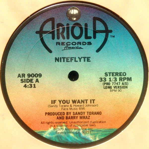Niteflyte - If You Want It / I Wonder (If I'm Falling In Love Again) | Ariola Records America (AR 9009) - main
