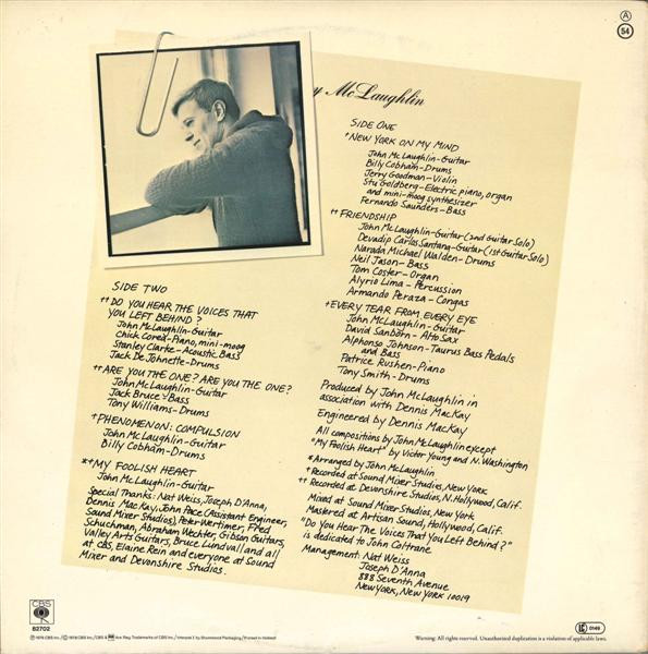 John McLaughlin - Electric Guitarist | CBS (CBS 82702) - 3