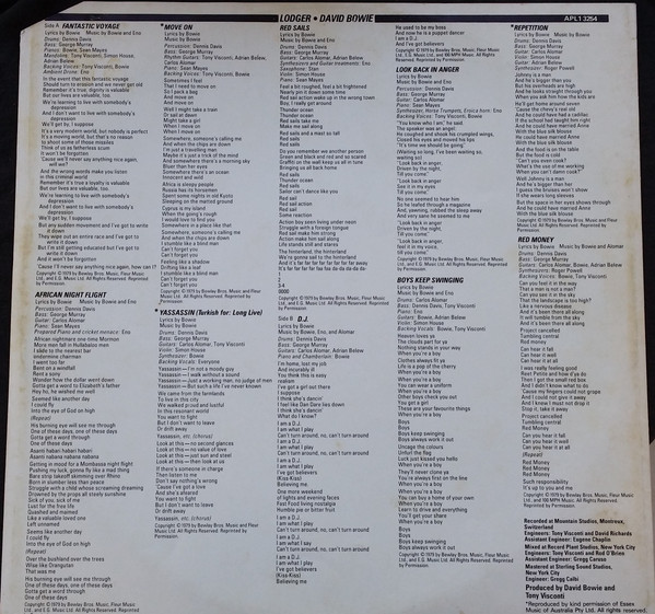 David Bowie - Lodger | RCA Victor (APL1 3254) - 3