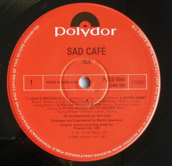 Sad Café - Olé | Polydor (POLD 5045) - 2 Sad Café - Olé | Polydor (POLD 5045) - 2