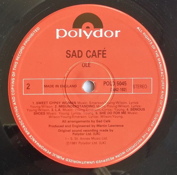 Sad Café - Olé | Polydor (POLD 5045) - 3 Sad Café - Olé | Polydor (POLD 5045) - 3
