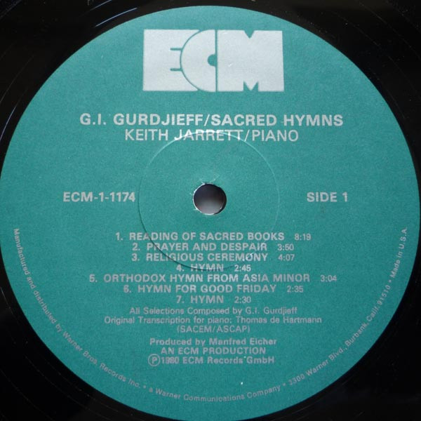Georges Ivanovitch Gurdjieff - Keith Jarrett - Sacred Hymns | ECM Records (ECM-1-1174) - 3