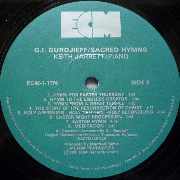 Georges Ivanovitch Gurdjieff - Keith Jarrett - Sacred Hymns | ECM Records (ECM-1-1174) - 4